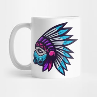 Indian tribe with gas mask iluustration Mug